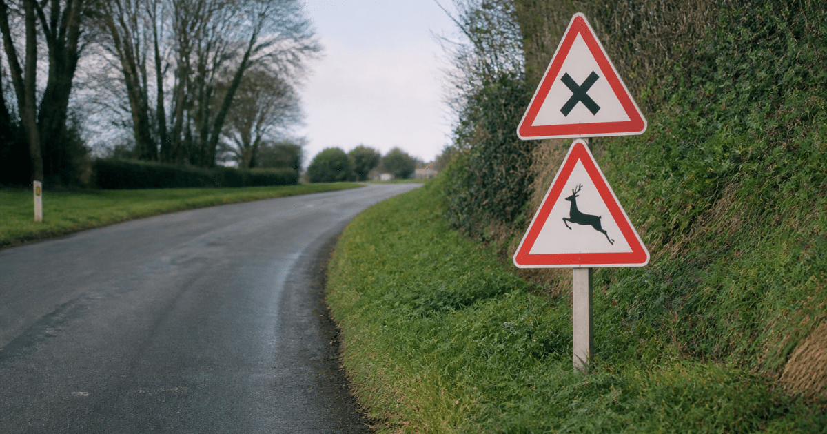 Panneaux routiers signalant zones dangereuses Lamballe-Armor